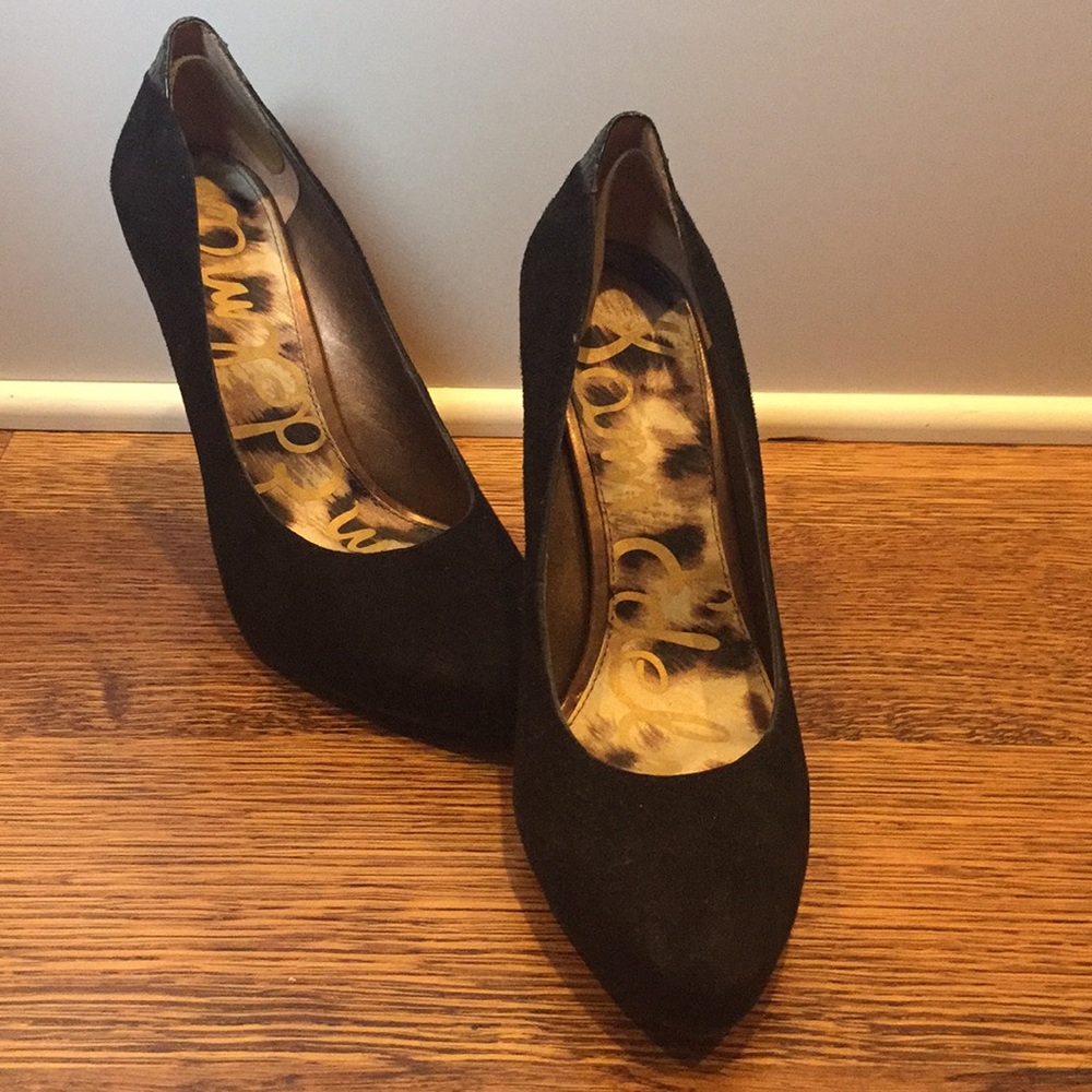 Black suede pumps